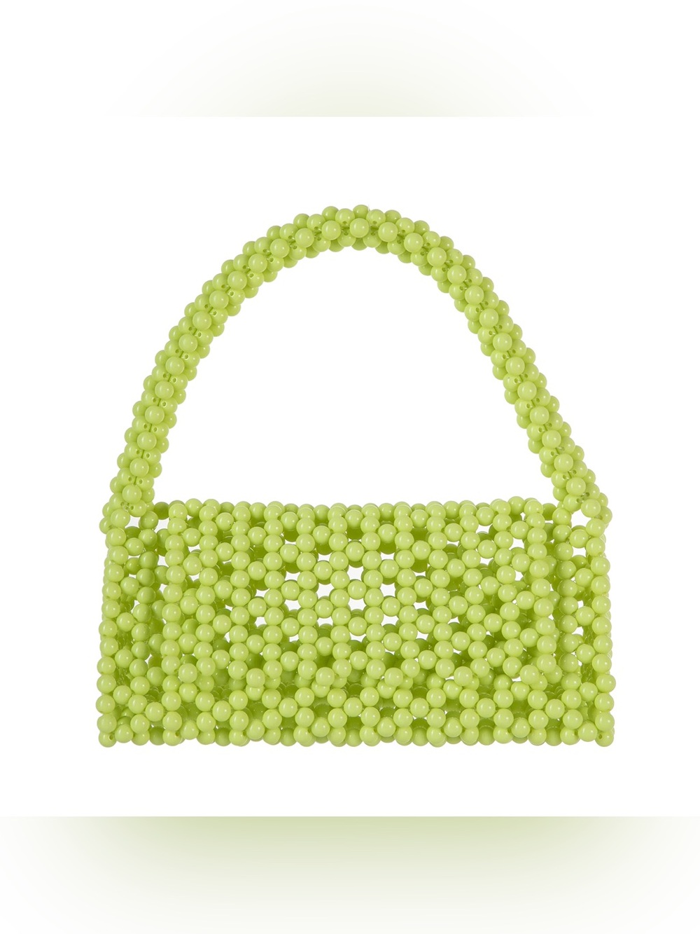 Lime Beaded Top-Handle Bag